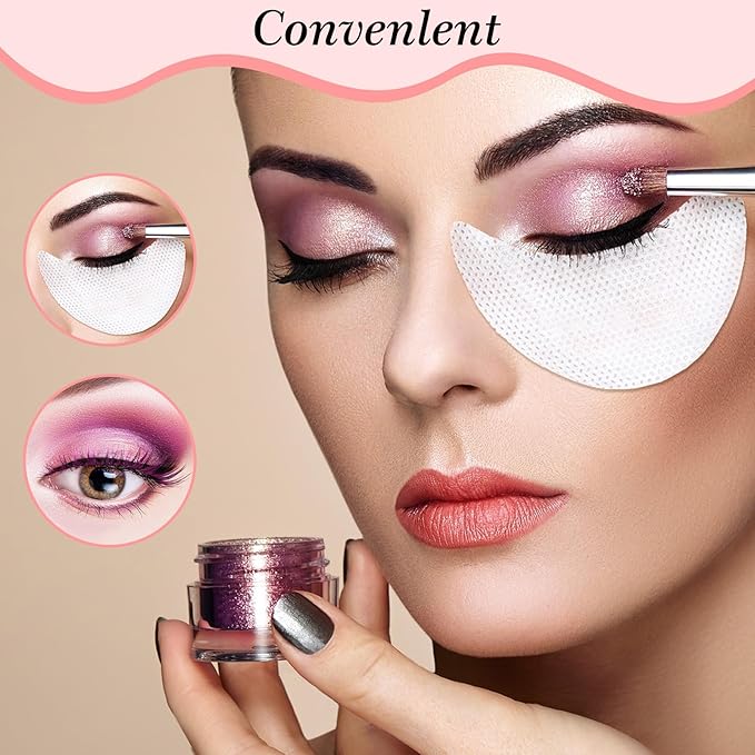 100 Pcs Eyeshadow Shield, Lint Free Eye Patches for Lash Extensions, 3.35" X 1.97" Eyeshadow Tape Eye Shadow Stencil, White Eyeshadow Stickers Prevent Makeup Residue for Eyeliner & Makeup
