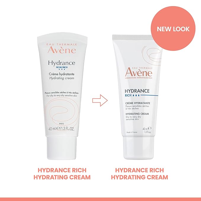 Avène Hydrance RICH Hydrating Cream,Daily Face Moisturizer,Soothes feelings of skin tightness & discomfort associated with dryness,Dry skin moisturizer,Non-Comedogenic,1.3 Oz,(Pack of 2)