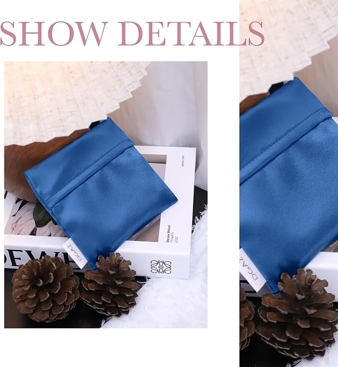 DGAZ Silk Sanitary Napkin Storage Bag, Period Bags for Teen Aged Girls, Portable for Panty Liners/Menstrual Cup/Small Tampons,Mini Makeup Bags for Purse(Blue Jean)