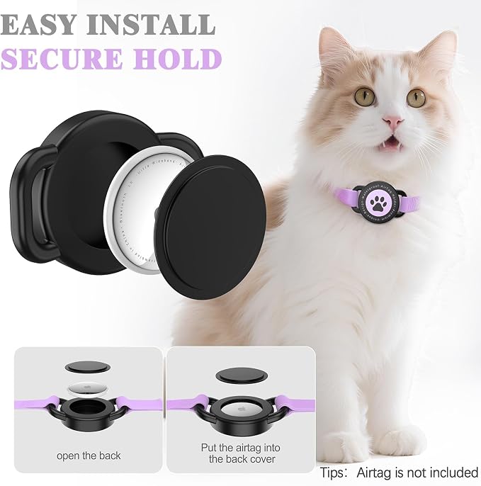 Airtag Cat Collar, Stretchy Kitten Collar with Apple Air Tag Holder, Purple