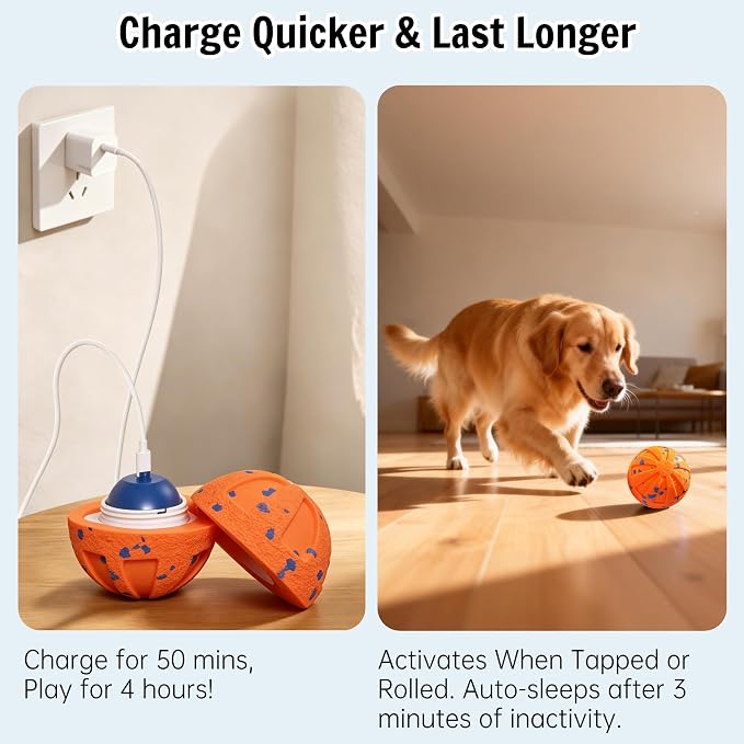 Self-Moving Rolling Dog Ball, Interactive Toy, Rechargeable