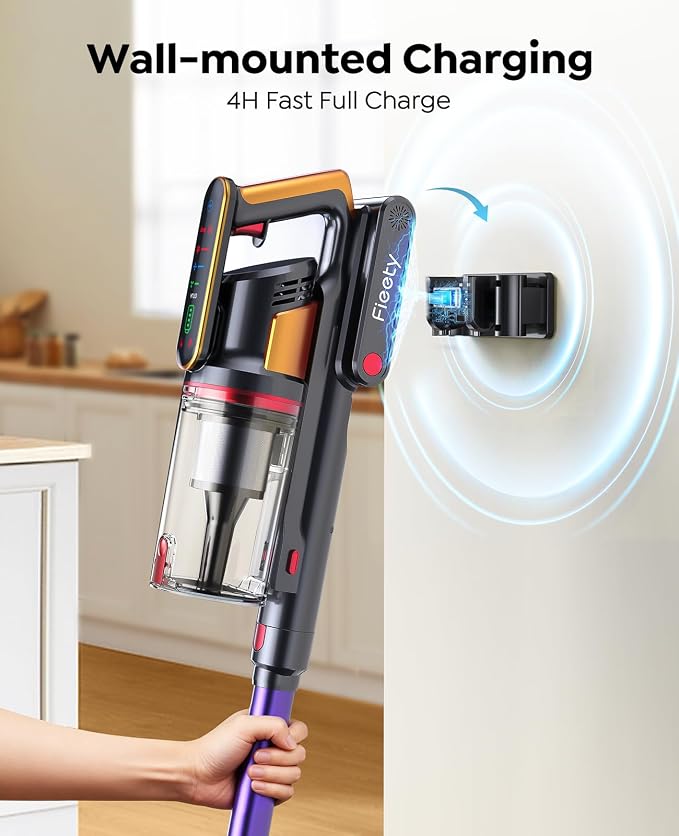 Cordless Vacuum Cleaner 55KPa 650W 70Mins Stick Vacuum Cleaners for Home | with Pet Brush, 3.3Ft Hose, Wall Mount Charging, Auto Mode, Touchscreen, Self-Standing Vacuum for Pet Hair/Carpet/Car