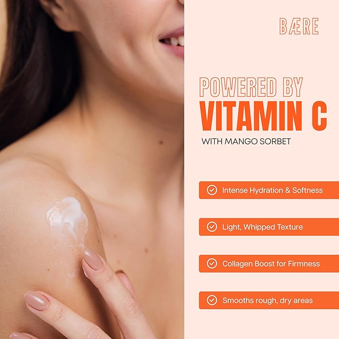 Vitamin C Body Butter with Mango Sorbet – Dermatologist Tested, Anti-Aging Korean Skin Care – Deep Hydration, Soft Dewy Glow, Fast-Absorbing & Non-Greasy – Vegan, Clean Beauty – 7.05 Oz