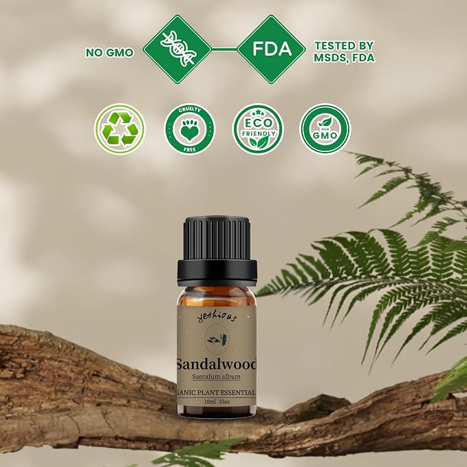 yethious Jasmine Sandalwood Essential Oil 100% Pure Organic Essential Oil Set for Aromatherapy Diffuser, Soap, Candle Making