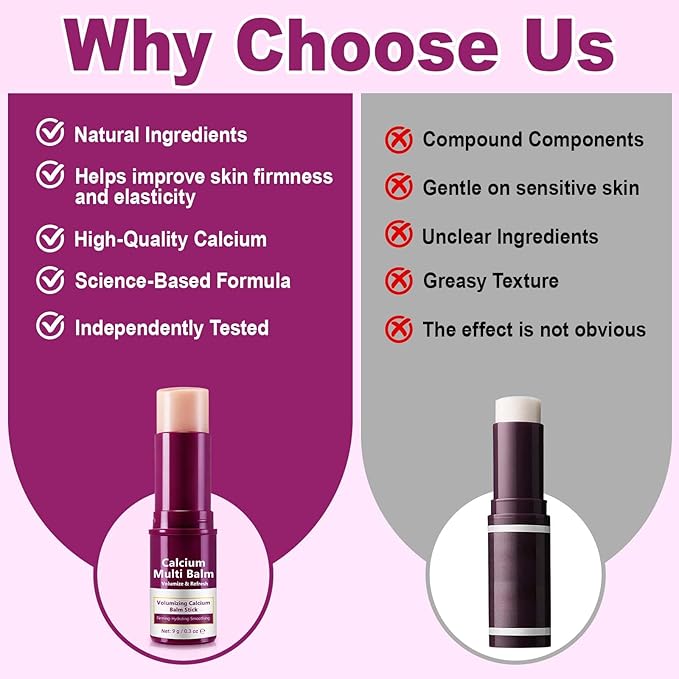 Calcium Enriched Multi Balm Stick, Collagen Moisturizing Stick, Nourishing Calcium Volume Multi-Purpose Balm, Skin Care All In One for Face, Eyes, Neck, Hydrating & Firming For All Skin Type 9g (1)
