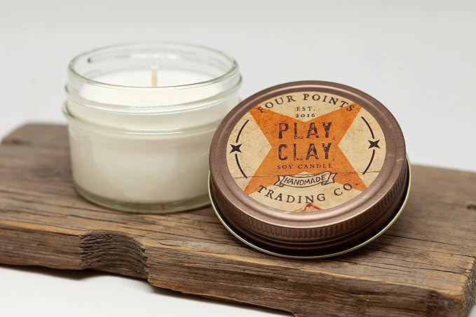 Play Clay Scented 4 Oz Soy Aromatherapy Candle w/Jar - Four Points Trading Co.