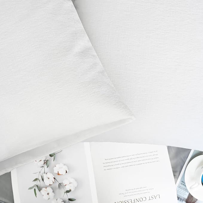 CaliTime Decorative Standard Throw Pillow Covers 26 X 20 Inches True White | Pack of 2, Cozy Chenille Cushion Cases for Sofa Bed Living Room Farmhouse Home