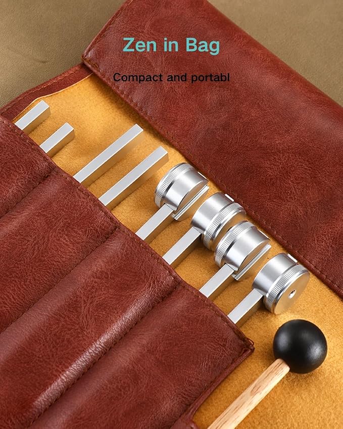 Tuning Forks for Healing Set - 128Hz, 136.1Hz, 256Hz, 384Hz for Stress Relief, Anxiety & Sleep, Healing Crystal Stone - Zen Tools, Mindfulness Yoga Accessories - Spiritual Gift