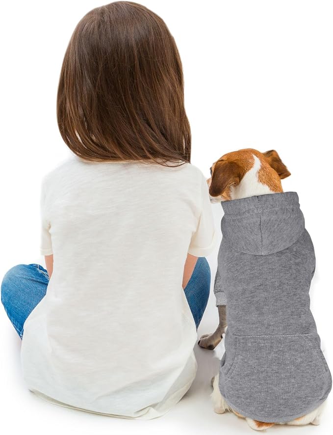 Dog Sweaters for Small Dogs,Dog Hoodie Sweater Solid Soft Brushed Fleece Clothes Pet Hoodie Sweatshirt with Pocket(Grey-S)