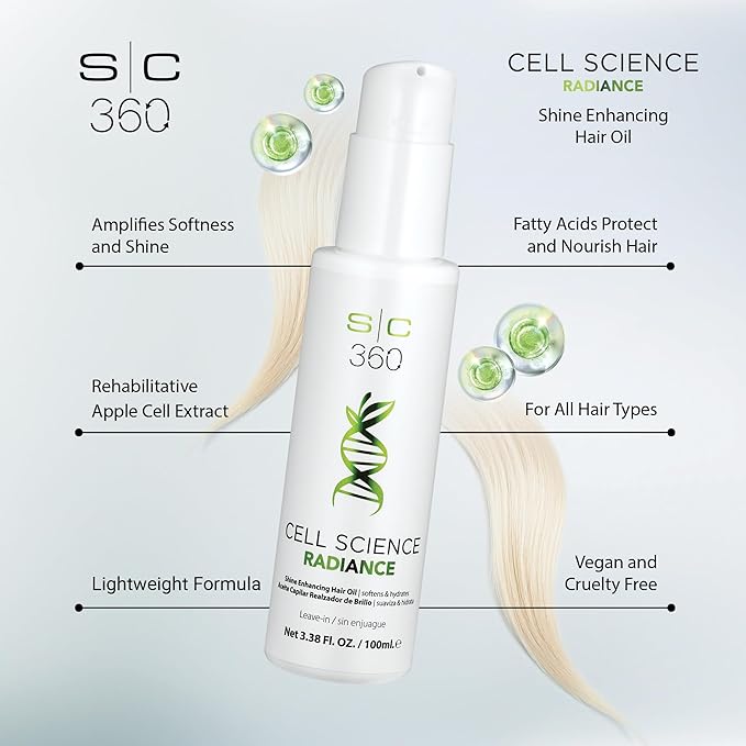 StyleCraft SC360 Cell Science Glow Cream & Shine Enhancing Hair Oil Duo Kit - Nourishing & Strengthening Hair Care with Apple Cell Extract, Jojoba, Grape Seed & Argan Oils - 2 x 100mL