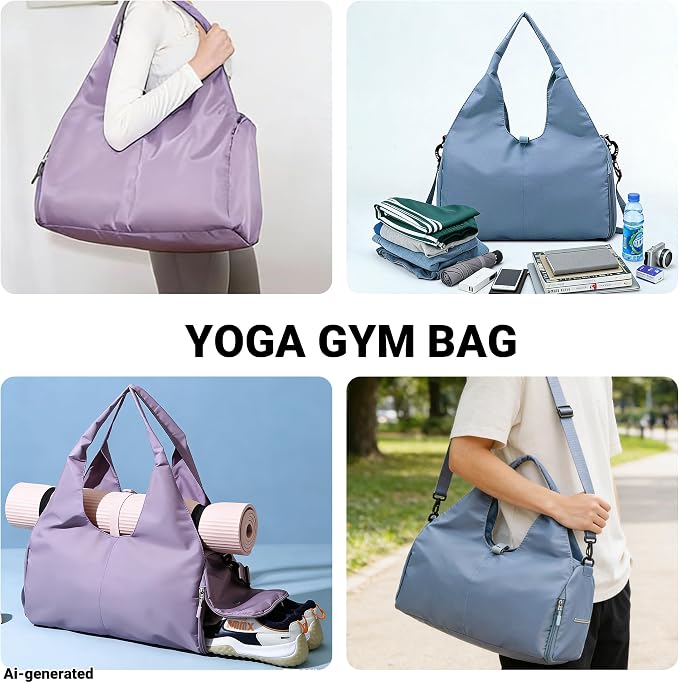 Yoga Mat Gym Bag, Large Capacity Nylon Outdoor Sports Travel Carry Bag, with Yoga Mat Holder Water Resistant Workout Bag for Travel Workout Daily,Unisex