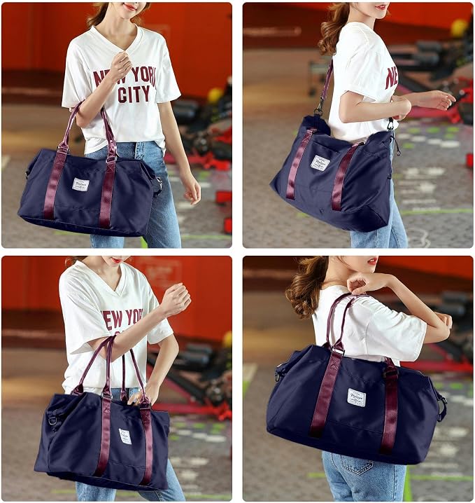 Travel Duffel Bag, Carry On Overnight Weekender Bags for Women | Travel Bag with Wet Pocket & Trolley Sleeve, For Spirit Airlines 18x14x8 Personal Item Bag
