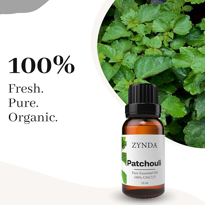 Patchouli Essential Oil – 100% Pure & Natural Patchouli Oil for Skin, Body & Diffuser | Lab Tested Organic Aroma for Relaxation, Perfume & Aromatherapy Use – 10ml