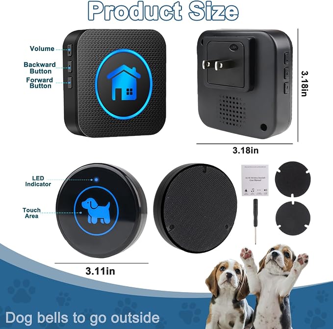 Dog Door Bell 2026 Enhanced Touch, Wireless Doggie Doorbell for Potty Training to Go Outside, IP65 Waterproof, 1000ft Range, 55 Melodies, 5 Modes & Adjustable Volume (1 Button)