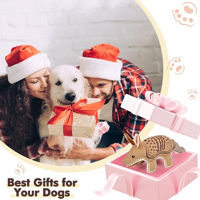 Tough Squeaky Dog Toys for Aggressive chewers Interactive to Keep Them Busy,Durable Funny Cute Tug of war Birthday for Small Medium Large (Armadillo)