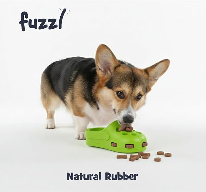 Fuzzl Clog Large Treat Toy for Dogs Puzzle Enrichment Shoe β Natural Rubber Chew Toy β Durable, Interactive Cognitive Feeder β Eco-Friendly, Non-Toxic & Dishwasher Safe β Green