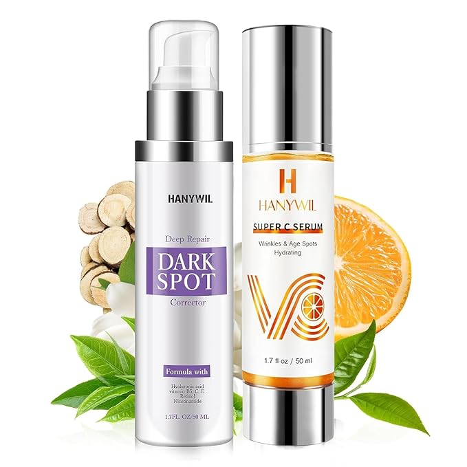 HANYWIL Dark Spot Remover for Face & Body Serum,Rapid Tone Repair Cream with Hyperpigmentation Treatment,Age Spot & Melasma Remover,Dermatologist-Tested Brightening Retinol Serum (2 x 1.7 Fl Oz)