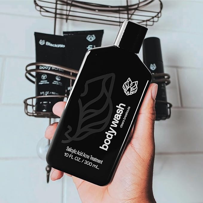Black Wolf Salicylic Acid Body Wash for Men - 10 Fl Oz, 2-Pack - Men's Acne Body Wash - Charcoal Helps Reduce Acne Breakouts & Cleanse Your Skin - Full Coverage & Deep Clean Treatment - Men's Bodywash