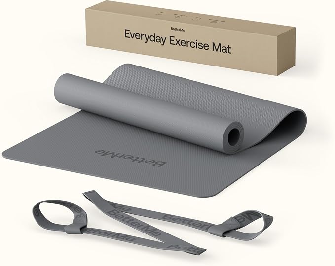 BetterMe Yoga Mat - Non-Slip Exercise Mat for Women - Cushioned Pilates Mat for Home Workouts, Stretching & Hot Yoga - Portable Fitness Mat with Strap