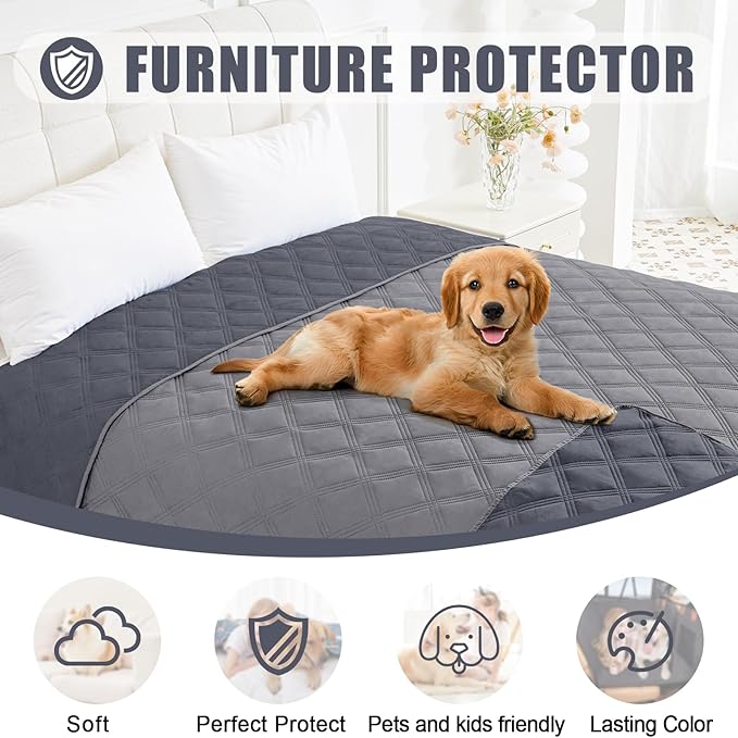 Smiry Waterproof Dog Bed Cover, Reversible Pet Blanket for Sofa Couch | Soft Washable Dog Blanket, Leakproof Couch Cover for Dogs Cats & Furniture Protection, 30x82, Grey/Dark Grey