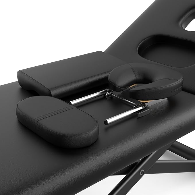 pouseayar Heavy Duty Electric Massage Table, 32" x 75" Black, Electric Lift & Backrest, 2 Motor Adjustable, Supports Up to 1000 lbs