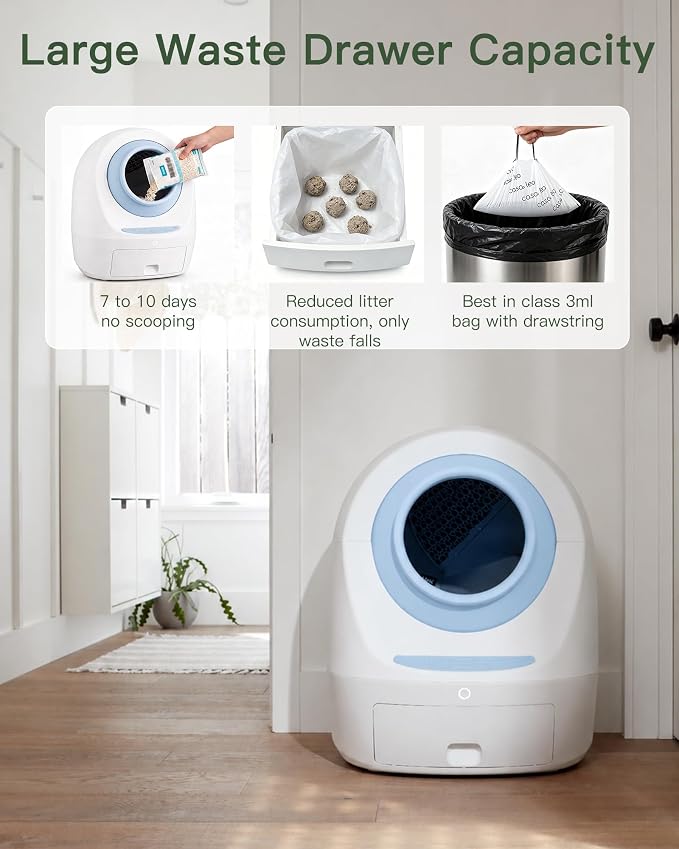 Casa Leo Automatic Self-Cleaning Cat Litter Box | with Leo’s Loo Too Wi-Fi App & Voice Control, App Weight Tracking, UV Odor Control, Safety Sensors, 30dB Quiet