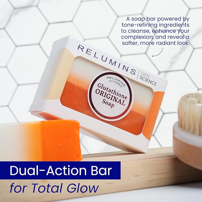 Relumins Glutathione Soap Bars - Deep Cleansing & Hydrating Soap for Smooth, Refreshed Skin Perfect - Gentle Exfoliating Formula for Face & Body - 2 x 150g Bars