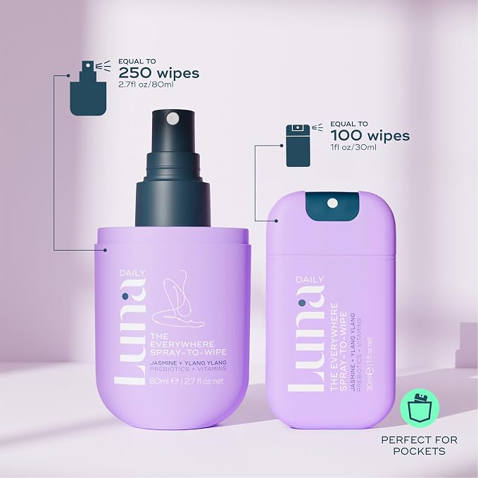 Luna Daily The Everywhere Spray-To-Wipe - Fresh Jasmine + Ylang Ylang | 80ml