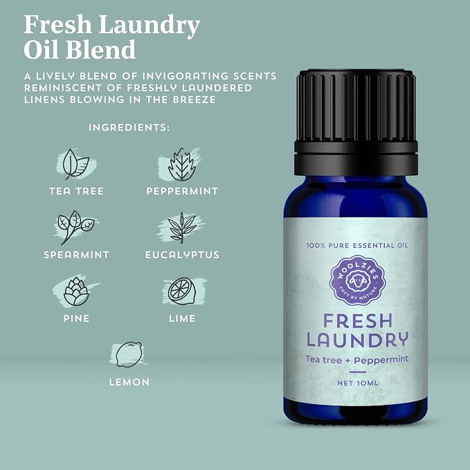 Laundry Essential Oil Blend: Use with Wool Dryer Balls or Oil Diffuser Elevate Your Laundry with All-Natural Aromatherapy Scents | 1 Fl oz (1 Fl Oz, Fresh Laundry)
