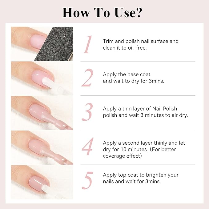 Nude Nail Polish Quick Dry, Natural Sheer Color Nail Lacquer, Long Lasting & Fast Drying, Fingernail Concealer Polish, 12ML for French Manicure Gift