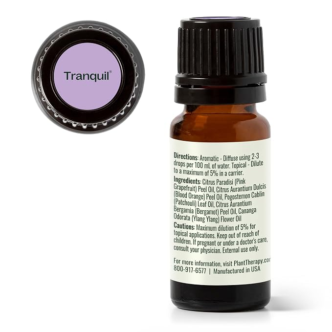 Plant Therapy Tranquil Essential Oil Blend - Peace & Calming Blend 100% Pure, Natural Aromatherapy, Grade 10 mL (1/3 oz)