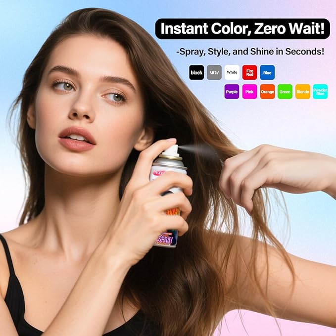 White Temporary Hair Color Spray For Kids Women Men, Temporary Hair Dye Washable Hair Color Wax Non-Sticky For Cosplay Party DIY, Christmas Party, Halloween Crazy Hair Day (4.06 oz)