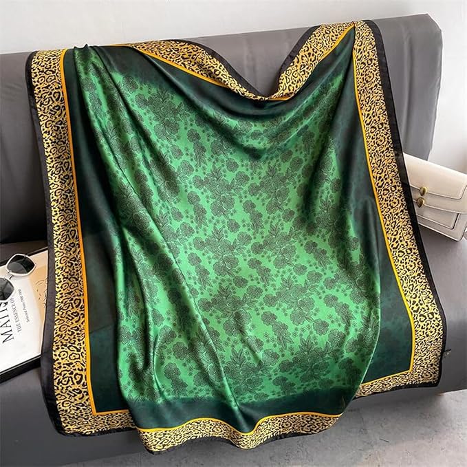 K-Elewon Large Square Scarf 43" Silk Scarf Fashion Scarves Silk Feeling Hair Wrapping Scarfs Night Sleeping Headscarf