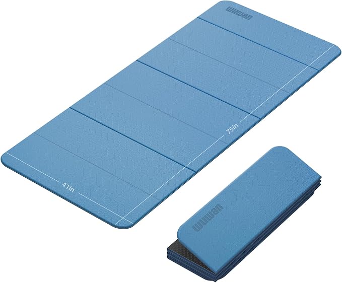 Foldable TPE Yoga Mat Thick 10mm,75" x40"Extra Large Exercise Mats | Stretch Mat Non-slip Fitness Folding Mat Easy to Carry,Wide Gym Mats for Women Men Suitable for Home Workout Travel Pilates