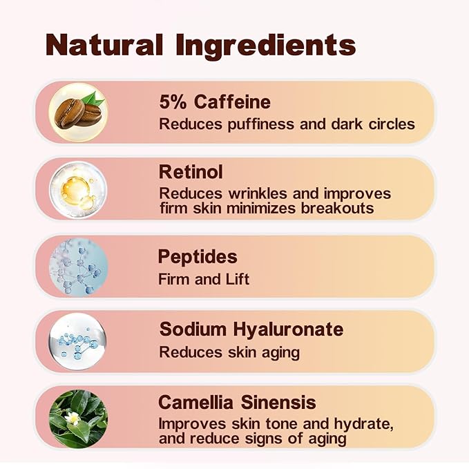 lymznus Caffeine Eye Cream for Dark Circles,Under Eye Cream for Puffiness and Bags,Eye Cream Anti Aging for Men Women Reduce Wrinkles Fine Lines, Suitable for All Skin Types 0.5 fl.oz