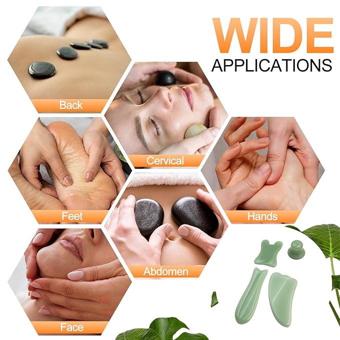 Oil Warmer for Massage, Mezsocly massage oil warmer for scented oil, Oil Warmer, Body Oils Heater for Spa, Salon and Barber Shops, 2 Oil Bottle Dispensers, Constant Temperature, GUASHA stone green