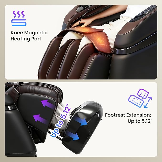 4D Music Rhythm Massage Chair Full Body Recliner, 2025 Unique Sonic Resonance Zero Gravity SL-Track Shiatsu with Knee Heating Blanket AI Voice Bluetooth Foot Roller Body Scan Airbags G9 Black