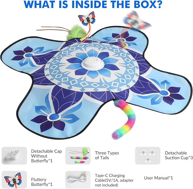 Wortade 3in1 Interactive Hide-and-Seek Cat Toy, Rotating, Blue
