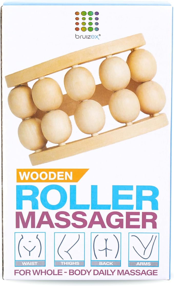 Bruizex Wood Therapy Massager | Wooden Lymphatic Drainage Roller | Maderoterapia Body Sculpting Tool for Cellulite & Post-Lipo Recovery | BBL, Tummy Tuck, 360 Lipo | Waist, Thighs, Back & Arms