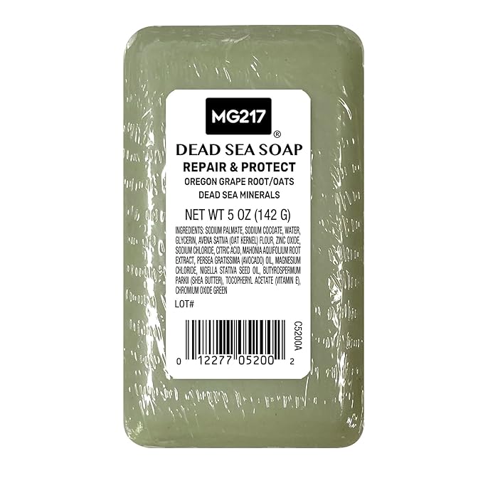 MG217 Psoriasis Dead Sea Exfoliating Bar Soap, Repair & Protect with Dead Sea Salt, Oregon Grape Root Extract, Oatmeal for Psoriasis Skincare, 5oz