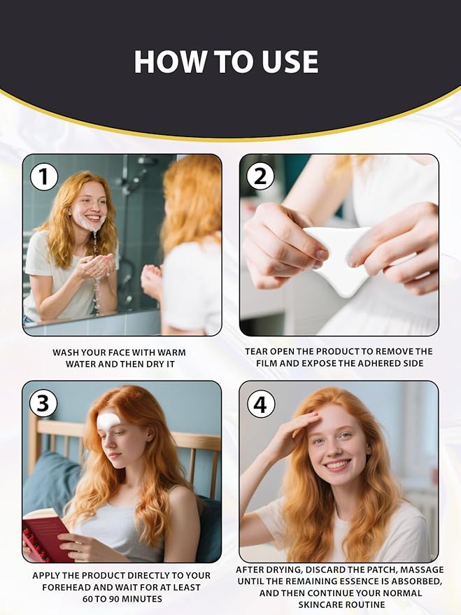 12 Pack White Forehead Wrinkle Patches Overnight,Collagen Wrinkle Patche,Apply to the Skin Between the Forehead and Eyes,Reduce Foreheads Wrinkles,Moisturize Facial Care