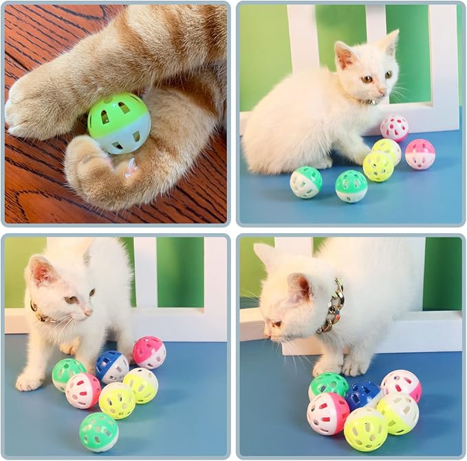 PET SHOW 20 Pack Cat Toys Balls with Bell Inside for Indoor Cats Kitten
