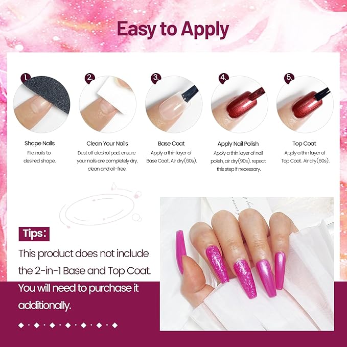 10ml 6 Colors Red Glitter Nail Polish Set Glitter Rose Red Pink Deep Purple Series Nail Polish Gifts for Women