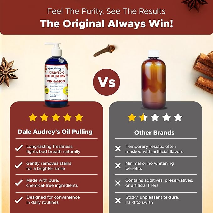 Ayurvedic Nano Hydroxyapatite Oil Pulling for Teeth and Gums | Cinnamon Flavored Organic Oral Rinse Mouthwash for Bad Breath | Essential Oils for Teeth Whitening, Gum Regrowth & Fresh Breath-8 FL Oz