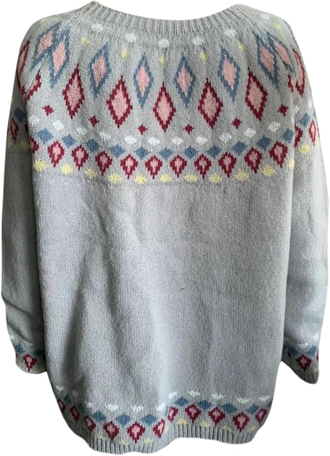 Zhyaj Fair Isle Sweater for Womens Winter Long Sleeve Vintage Knitted Sweater Casual Fall Crew Neck Pullover Sweaters