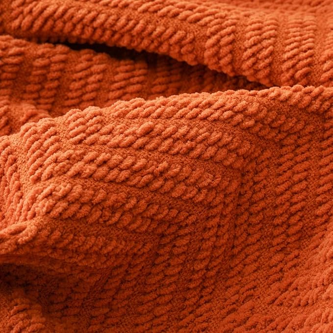 BATTILO HOME Burnt Orange Throw Blanket for Couch, 50"x60" | Halloween Throw Blanket for Home Decor, Fall Decorations for Bed, Sofa and Living Room