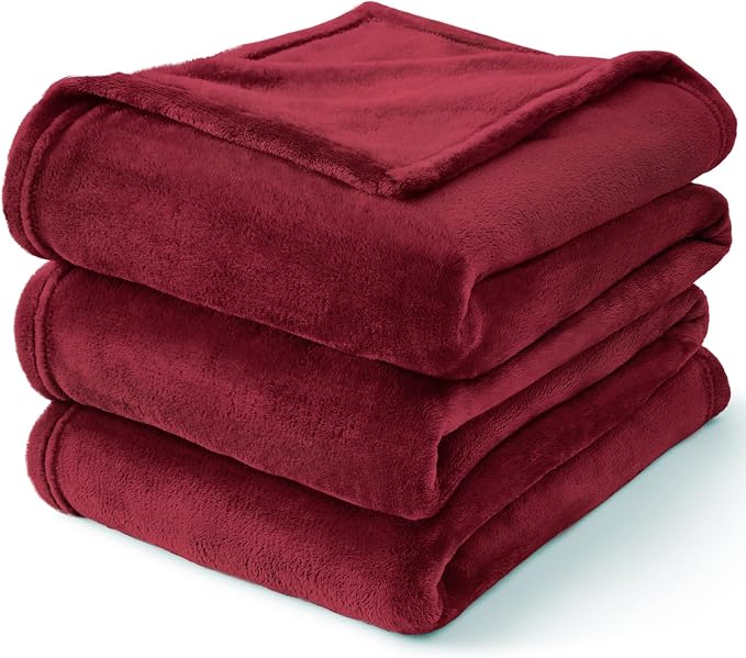 BEDELITE Fleece Blanket Soft Plush Twin Size Blanket Burgundy 60"x80" | Ultra Soft Fleece, Plush Microfiber, Lightweight Warmth, All Season Comfort, Fade Resistant, Machine Washable, Couch Sofa Bed