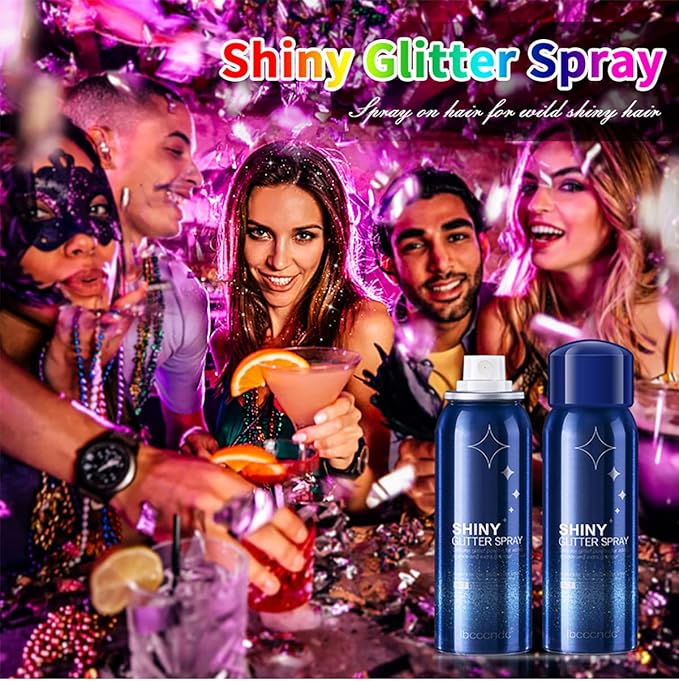 Body Glitter Spray, Perfect Hair and Body Shiny Music Festival Stage Makeup Rave Festival Clothes Glitter Spray. 