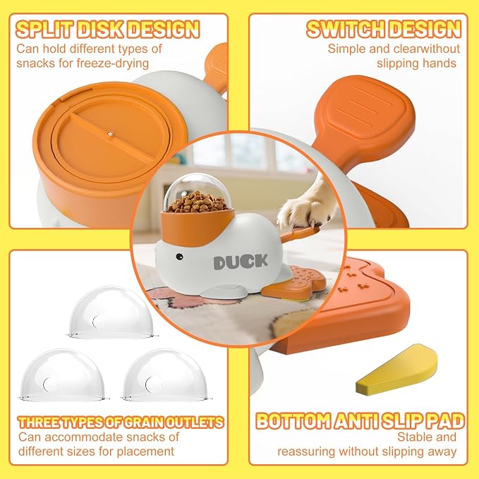 Duck Dog Treat Dispenser Toy, Interactive Slow Feeder Puzzle Toy | Duck design with interactive treat dispensing, slow feeding, and puzzle play to provide mental stimulation and reduce boredom