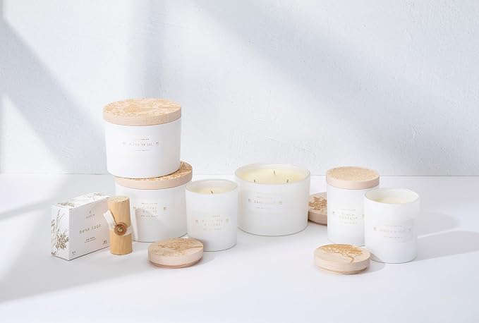 Skeem Print Block White Tea and Thyme Scented Candle - Tea Leaves, Thyme, Jasmine & Lemon Blend - Soy Wax, All Natural Oils - Aromatherapy Candle
